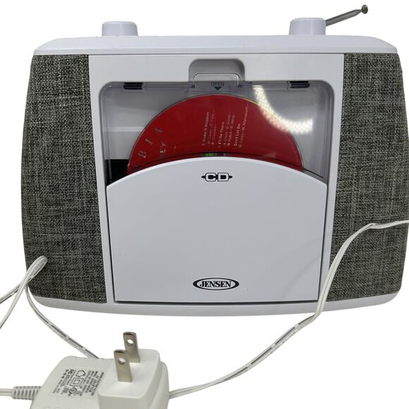 JENSEN CD-565 Portable Bluetooth CD FM Radio White w/CD AC Adapter - Picture 2 of 7